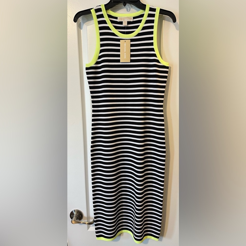 NWT Michael Kors Striped Tank Dress - Size Medium - Picture 1 of 4